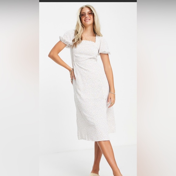 Glamorous Dresses & Skirts - Glamorous  midi dress lilac / yellow / white  size 8 square neck tie back dress